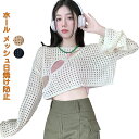 ニット 長袖 レディース サマーニット ホール メッシュ ショート丈 シンプル 薄手 トップス 長袖 ニット アウター 日焼け防止 トップス レディース 無地 ...
