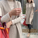「Fashion THE SALE期間半額祭り」ニット ベスト ワンピース ライン ロング シンプル ジレ レディース ノースリーブ ロング丈 レディース ベストワンピース 通勤 ジャンスカ 体型カバー OL(4)