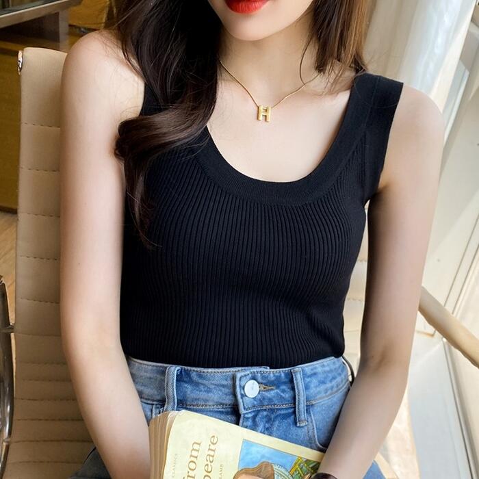 トップス ニット レディース キャミソール タンクトップ インナー リブ カットソー エレガント 大人 可愛い きれいめ カジュアル フェミニン 春 夏 秋 冬 20代 30代 40代 50代