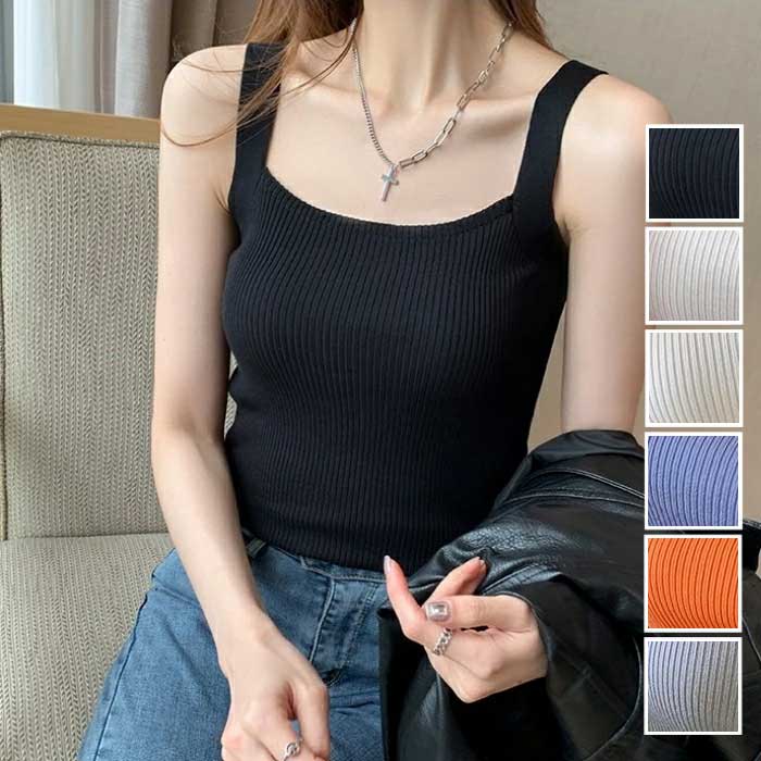 トップス ニット キャミソール タンクトップ インナー リブ カットソー レディース エレガント 大人 可愛い きれいめ カジュアル フェミニン春 夏 秋 冬 20代 30代 40代 50代