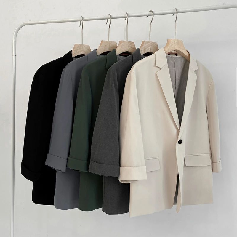 オンオフ使える大人のセットアップ！全5色 メンズ セットアップ ゆるめ テーラード 7分袖 春夏 モード系 大人カジュアル スーツセット 上下2点 カジュアルスーツ