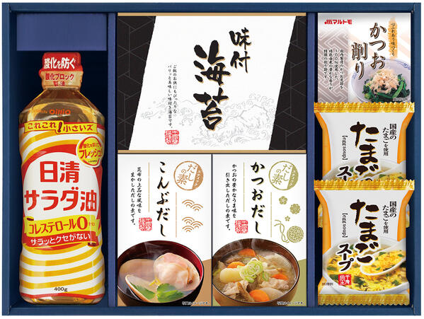 【半額 50％OFF】【のし包装無料サービス】【日清サラダ油&有明産味のり＆食卓バラエティセット】ギフト 出産お祝 出産内祝 結婚内祝 結婚祝 お返し お祝い 香典返し 粗供養 内祝 快気内祝のサムネイル