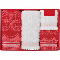 高級【ジルスチュアート バスタオル1枚(レッド)・タオルハンカチ1枚(ブラウン) ギフト セット】【送料込み価格】ギフト 出産お祝 出産内祝 結婚内祝 結婚祝 お返し お祝い 香典返し 粗供養 快気内祝 快気祝