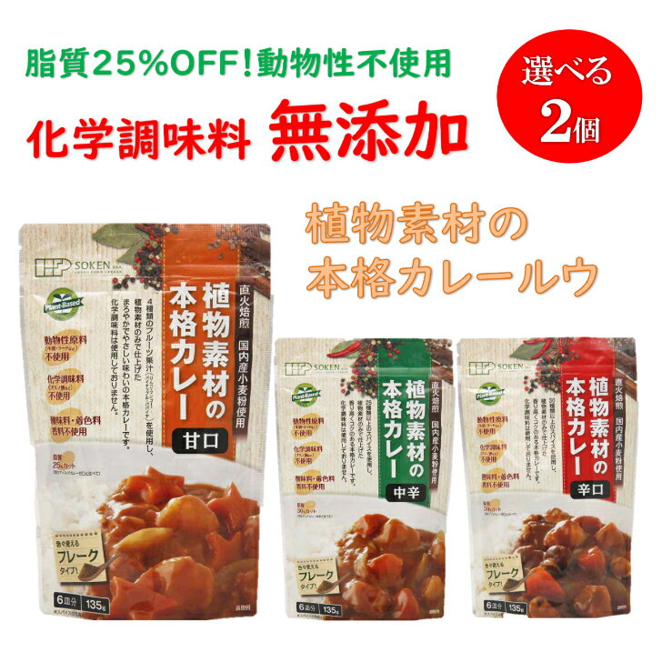 【選べる 2点 送料無料】 創健社 カレー カレールー フレークタイプ 甘口 中辛 辛口 植物素材 簡単 本格カレー カレー粉 カレールウ 安心 無添加 香辛料 カレーパウダー スパイス ヘルシー カレーライス ドライカレー