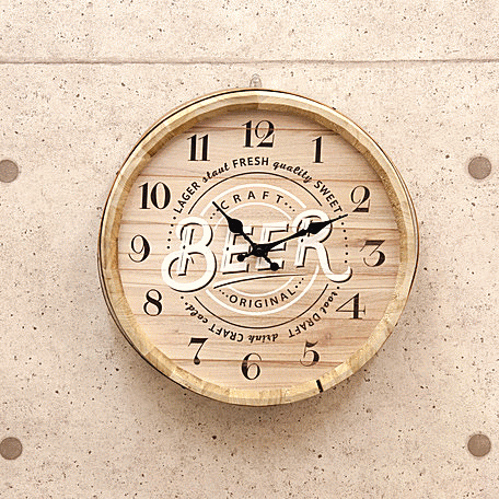 壁掛時計 バレルトップウォールクロック BEER アンティーク ビール樽 レトロ おしゃれ 木製 北欧 木製 プレゼント グッズ ユウランプ