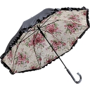 【2本で20%OFFクーポン】傘 レディース 雨傘 ローズLEMON 晴雨兼用 日傘 UVカット 長傘 ジャンプ傘 雨具 名画フリルジャンプ傘 レイン 内側 柄 おしゃれ かわいい 通販 人気 プレゼント グッズ ユウランプ お中元 ギフト