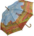 【2本で20%OFFクーポン】傘 雨傘 レディース 長傘 ジャンプ傘 雨具 木製 名画シリーズ 【モネ】 チューリップ畑 プレゼント グッズ ユウランプ お中元 ギフト