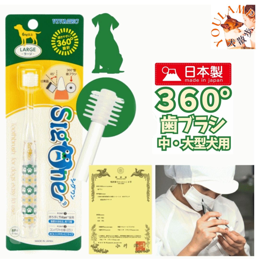 犬 歯ブラシ 360°コンパクト ビバテック シグワン 犬用 中型犬 大型犬 歯みがき 口臭ケア【メール便対応】 プレゼント グッズ ユウランプ
