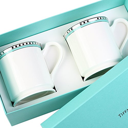 【名入れ対応可】ティファニー TIFFANY＆Co 磁器 マグカップ ペアマグカップ プラチナ ブルー バンド マグカップ ボーンチャイナ (名