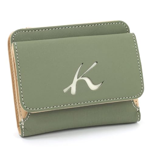 [キタムラ] 二折財布 天然素材独特の風合い PH0539 レディース カーキ／アイボリーステッチ [緑] 33911