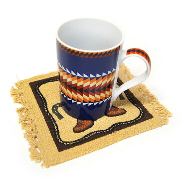 #978000-01El Paso SADDLEBLANKET(エルパソサドルブランケット)ウエスタン柄プリントステンシル大判コースター キッチン用品 グラスマット フリンジ 雑貨 インテリア ガーデニング インディアン INDIA インド (18種類 / 15×18cm)