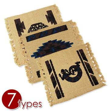 #978000-02El Paso SADDLEBLANKET(エルパソサドルブランケット)ウエスタン柄プリントステンシル大判コースター キッチン用品 グラスマット フリンジ 雑貨 インテリア ガーデニング インディアン INDIA インド (4種類 / 15×18cm)