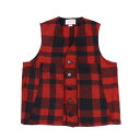 101005フィルソン(FILSON)マッキーノウールベスト - MACKINAW WOOL VEST メンズ ジレ チェック柄 ヴァージンウール 羊毛 高品質 アウター 保温 防寒 重ね着 インナー 秋冬 衣装 シンプル ボタンフロント アウトドア 赤 レッド M L XL 【送料無料】