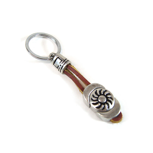 #926012オレゴニアンアウトフィッターズ(Oregonian Outfitters)インディアンキーリング TRIBAL SUN / 知覚 インディアンジュエリー ネイティブアメリカン アクセサリー キーホルダー キーチェーン レザー 本革 ピューター 茶 ブラウン 【メール便対応】