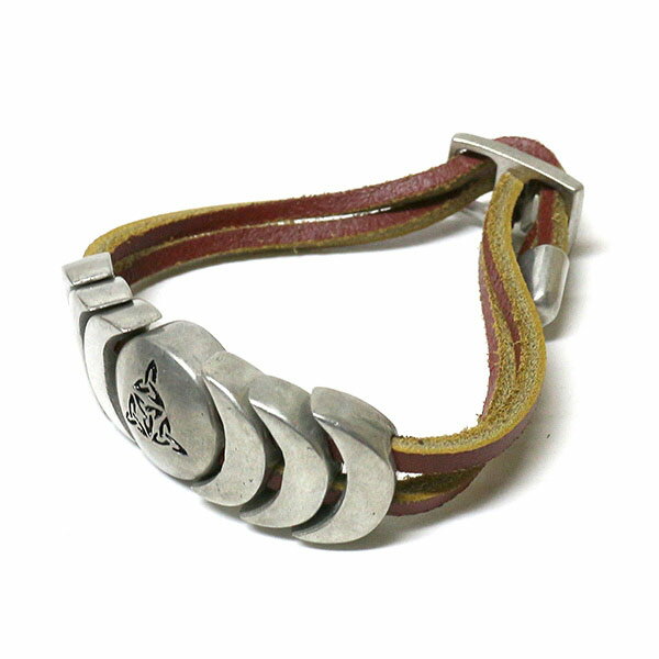 Rakuten - #926023オレゴニアンアウトフィッターズ(Oregonian Outfitters)レザーブレスレット CELTIC TRIANGLE / 霊歌 ペア インディアンジュエリー ネイティブアメリカン アクセサリー バングル 腕輪 お守り 本革 ピューター 茶 ブラウン 【メール便対応】【送料無料】