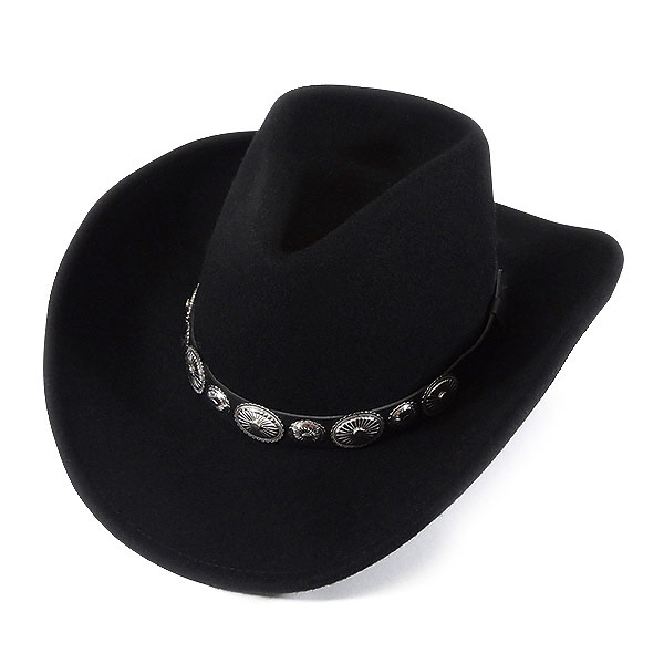 #900001ロックマウント Rockmount クラッシャブル フェルトウエスタンハット (コンチョ/ワイヤー入り) COWBOY CONCHO (ブラック) 1892 BLK S M L XL 【送料無料】