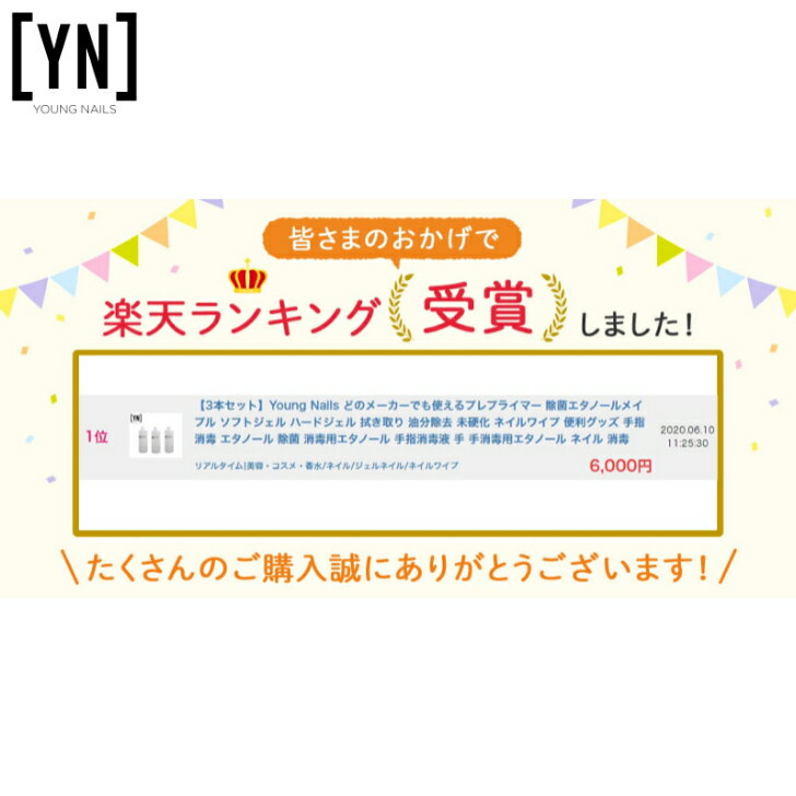 Young Nails（ヤングネイルズ）Ethanol（除菌エタノール）500ml 3本セット どのメーカーでも使えるプレプライマー ソフトジェル ハードジェル 拭き取り 油分除去 未硬化 ネイルワイプ リムーバー 便利グッズ 手指消毒 消毒用エタノール 手 ネイル 消毒