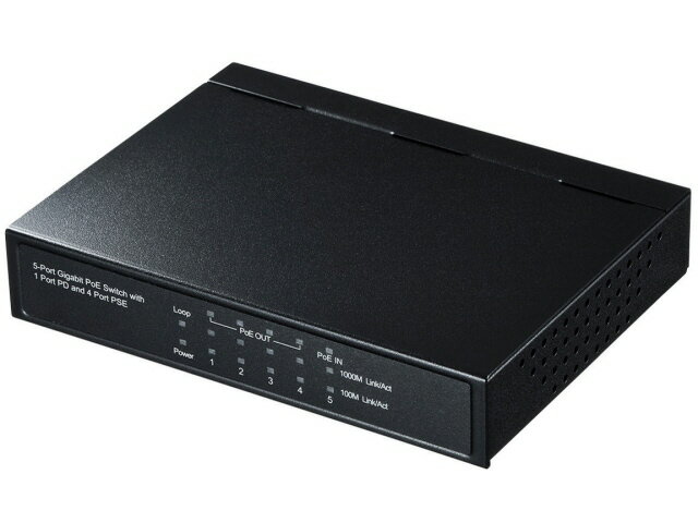 【ポイント10倍】 サンワサプライ ネットワークハブ LAN-GIH5PSEPD [転送速度：10BASE-T(10Mbps)/100BASE-TX(100Mbps)/1000BASE-T(1000Mbps) ポート数：5 PoE対応：○] 【P10倍】