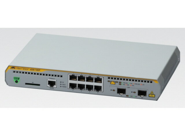 【ポイント10倍】 アライドテレシス ネットワークハブ CentreCOM AT-x230-10GT(RoHS) 転送速度：10BASE-T(10Mbps)/100BASE-TX(100Mbps)/1000BASE-T(1000Mbps) ポート数：8 スイッチングファブリック：40Gbps 電源内蔵：○ 【P10倍】