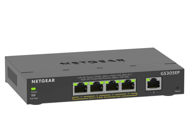 【ポイント10倍】 NETGEAR スイッチングハブ(ネットワークハブ) GS305EP-100JPS [転送速度：10BASE-T(10Mbps)/100BASE-TX(100Mbps)/1000BASE-T(1000Mbps) ポート数：5 スイッチングファブリック：10Gbps PoE対応：○] 【P10倍】