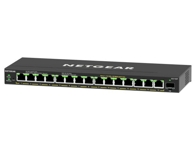 【ポイント10倍】 NETGEAR スイッチングハブ(ネットワークハブ) GS316EP-100JPS [転送速度：10BASE-T(10Mbps)/100BASE-TX(100Mbps)/1000BASE-T(1000Mbps) ポート数：15 PoE対応：○] 【P10倍】