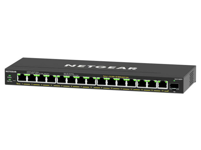 【ポイント10倍】 NETGEAR スイッチングハブ(ネットワークハブ) GS316EPP-100JPS [転送速度：10BASE-T(10Mbps)/100BASE-TX(100Mbps)/1000BASE-T(1000Mbps) ポート数：15 PoE対応：○] 【P10倍】