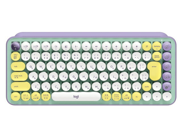 【ポイント10倍】 ロジクール キーボード POP KEYS Mechanical Wireless Keyboard K730PL 茶軸 パープル キーレイアウト：日本語85 キースイッチ：メカニカル インターフェイス：USB/Bluetooth テンキー：なし(テンキーレス) キーストローク：4mm 【P10倍】