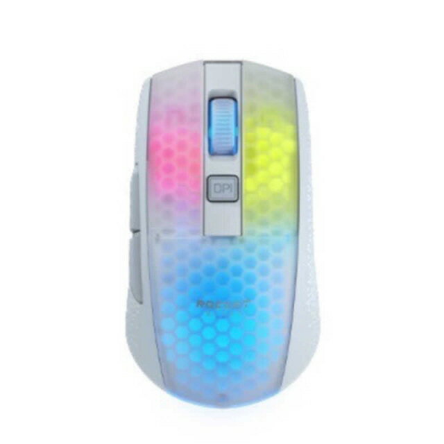 【ポイント10倍】 ROCCAT マウス Burst Pro Air White タイプ：光学式マウス インターフェイス：Bluetooth/無線2.4GHz その他機能：カウント切り替え可能/着脱式レシーバ ボタン数：6ボタン 重さ：81g 【P10倍】