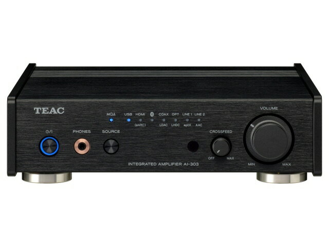 【ポイント10倍】 TEAC プリメインアンプ AI-303-B [ブラック] [定格出力：25W/8Ω/50W/4Ω 対応インピーダンス：4Ω〜8Ω 再生周波数帯域：2Hz〜70kHz アナログ入力：2系統 ハイレゾ：○] 【P10倍】