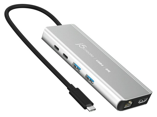 【ポイント10倍】 j5 create USBハブ JCD403 [スペースグレー] [ポート数：3系統 電源供給：バスパワー/セルフパワー インターフェイス(パソコン側)：USB4 Type-C、Thunderbolt4兼用 インターフェイス(USB機器側)：USB3.2 Gen2 Type-Ax2/Type-Cx1/HDMIx1/LANx1] 【P10倍】