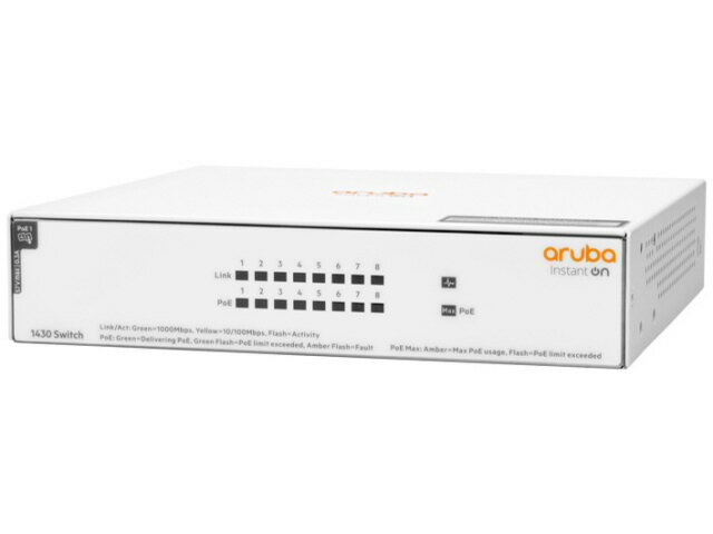 y|Cg10{z HPE XCb`Onu(lbg[Nnu) Aruba Instant On 1430 8G Class4 PoE 64W Switch R8R46A#ACF []xF10BASE-T(10Mbps)/100BASE-TX(100Mbps)/1000BASE-T(1000Mbps) |[gF8 XCb`Ot@ubNF16Gbps PoEΉF] yP10{z