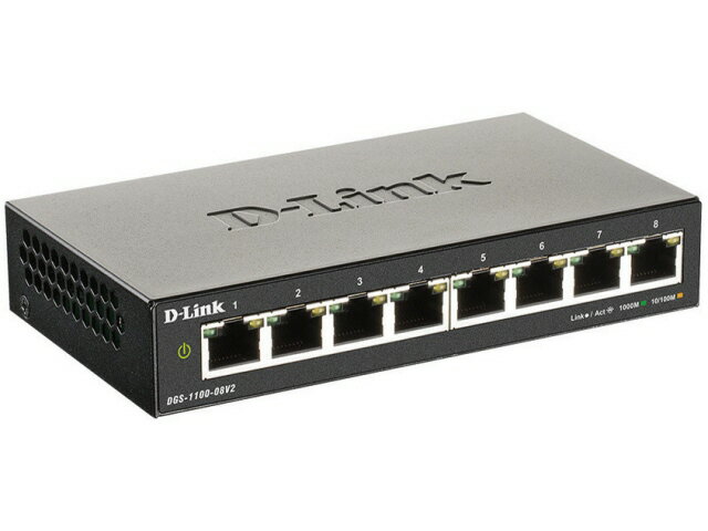 【ポイント10倍】 D-Link スイッチングハブ(ネットワークハブ) DGS-1100-08V2/A1 [転送速度：10BASE-T(10Mbps)/100BASE-TX(100Mbps)/1000BASE-T(1000Mbps) ポート数：8 スイッチングファブリック：16Gbps] 【P10倍】