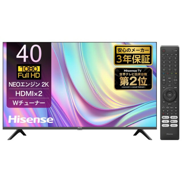 【ポイント10倍】 【代引不可】ハイセンス 液晶テレビ 40E30K [40インチ] [画面サイズ：40V型(インチ) 種類：フルハイビジョン液晶テレビ 画素数：1920x1080 バックライトタイプ：直下型] 【P10倍】