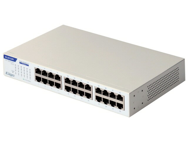 【ポイント10倍】 エレコム スイッチングハブ(ネットワークハブ) EHB-UG2B24-S [ホワイト] [転送速度：10BASE-T(10Mbps) 100BASE-TX(100Mbps) 1000BASE-T(1000Mbps) ポート数：24 スイッチングファブリック：48 Gbps 電源内蔵：○] 【P10倍】