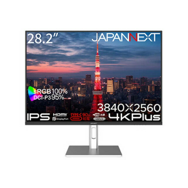 【ポイント10倍】 JAPANNEXT PCモニター・液晶ディスプレイ JN-282IPS4KP-HSP-C90W [28.2インチ] [モニタサイズ：28.2型(インチ) パネル種類：IPSパネル 表面処理：グレア(光沢) リフレッシュレート(垂直走査周波数)：60Hz 入力端子：HDMI2.0x2/DisplayPort1.4x1] 【P10倍】