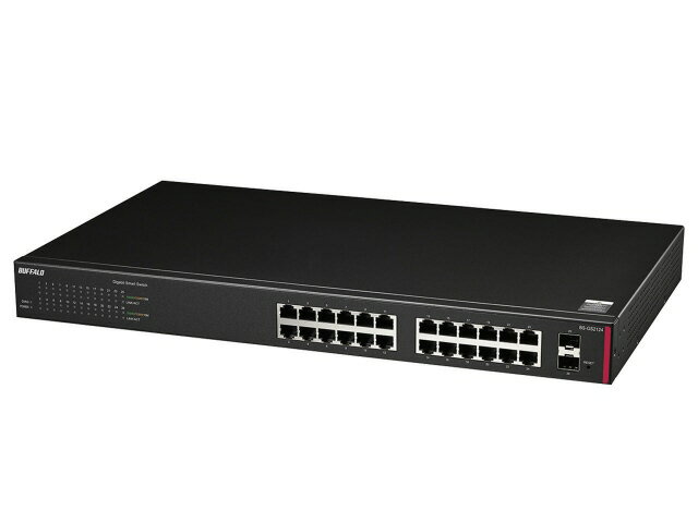 【ポイント10倍】 バッファロー スイッチングハブ(ネットワークハブ) BS-GS2124 [ブラック] [転送速度：10BASE-T(10Mbps)/100BASE-TX(100Mbps)/1000BASE-T(1000Mbps) ポート数：24 スイッチングファブリック：52Gbps 電源内蔵：○] 【P10倍】