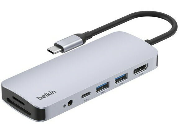 【ポイント10倍】 BELKIN USBハブ AVC009fqSGY-V2 [ポート数：2系統 インターフェイス(パソコン側)：USB Type-C インターフェイス(USB機器側)：USB3.1 Gen1(USB3.0) Type-Ax2/HDMIx1/3.5mmオーディオ入出力x1/SD/microSD] 【P10倍】