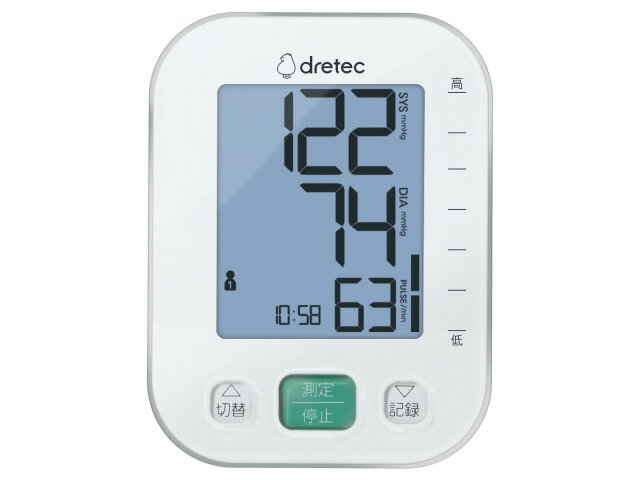 【ポイント10倍】 ドリテック 血圧計 BM-215WT [ホワイト] [計測方式：上腕式(カフ式) 電源：乾電池 メモリー機能：2人×199回分] 【P10倍】