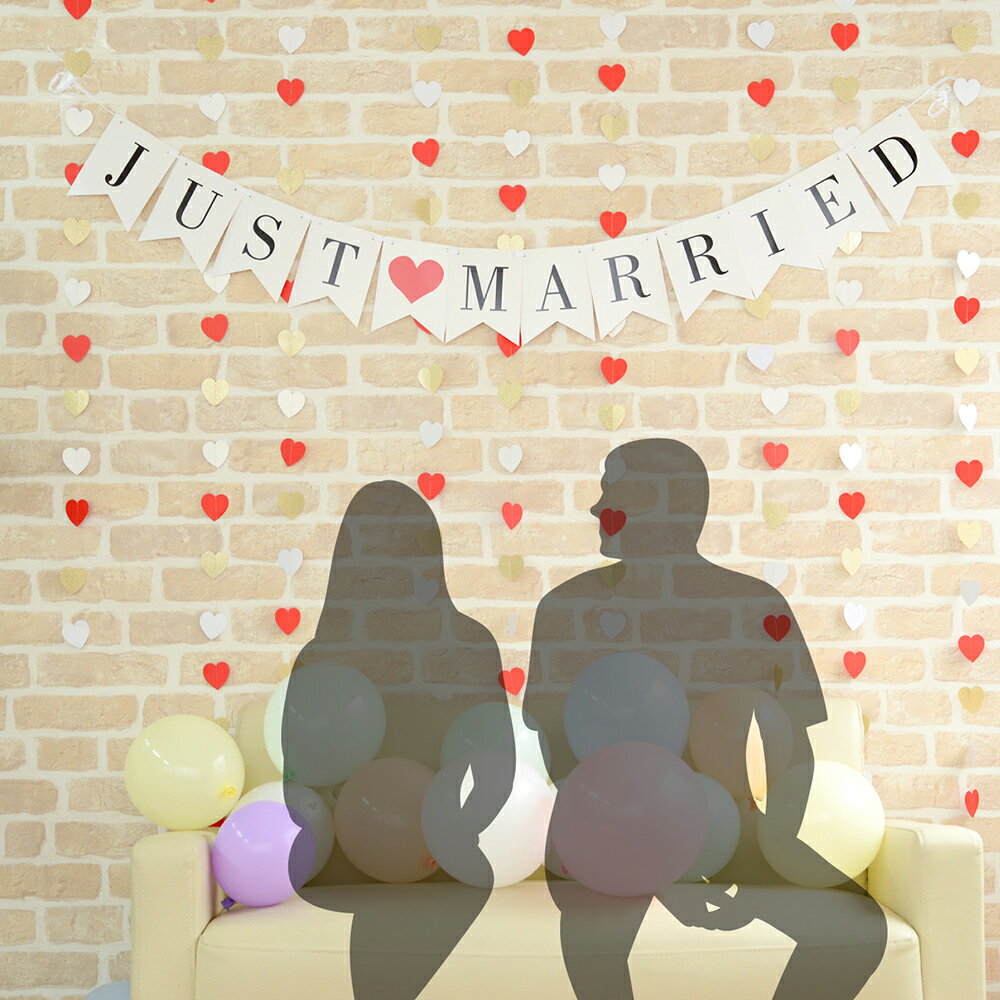 ガーランド 結婚式 just married ジャストマリッド レターバナー ウエディング 前撮り ウエルカムスペース 撮影 小道具 飾り付け 装飾 アイテム フォトプロップス フラッグ フォト 送料無料 yck regalo