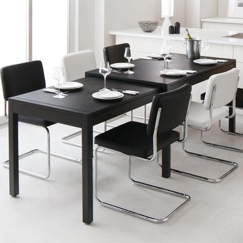 ダイニング セット 6人用 ブラック グレー キャスター無し カントリー クラシック シンプル ベーシック モダン 無地 中国 黒 ブラック 白 ホワイト アンティーク かわいい おしゃれ クラシック モダン シンプル ナチュラル カントリー 伸長 伸縮 木製 [2]