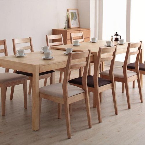 ダイニング セット 6人用 ブラウン ベージュ キャスター無し カントリー クラシック シンプル ベーシック モダン 無地 木 茶 ブラウン アイボリー 長方形 かわいい おしゃれ クラシック モダン シンプル ナチュラル カントリー 伸長 伸縮 木製 [2]