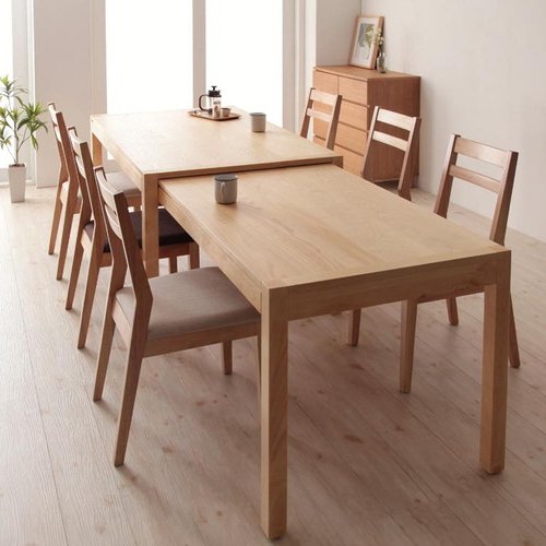 ダイニング セット 6人用 ブラウン ベージュ キャスター無し カントリー クラシック シンプル ベーシック モダン 無地 木 茶 ブラウン アイボリー 長方形 かわいい おしゃれ クラシック モダン シンプル ナチュラル カントリー 伸長 伸縮 木製 [3]