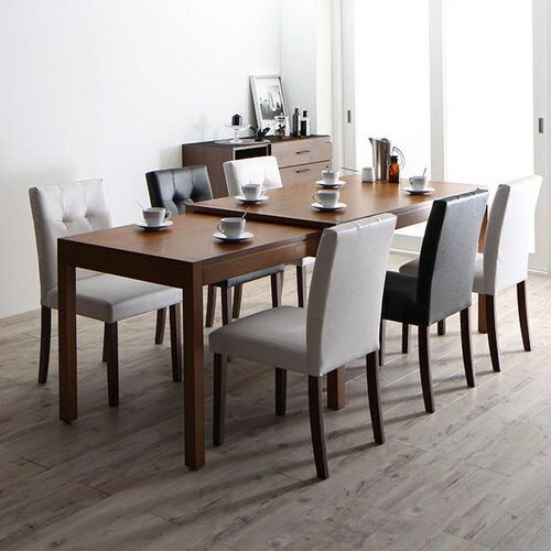 ダイニング セット 6人用 ブラック ホワイト キャスター無し カントリー クラシック シンプル ベーシック モダン 無地 木 7点 白 ホワイト 黒 ブラック 7点 長方形 おしゃれ クラシック モダン シンプル ナチュラル カントリー 伸長 伸縮 木製 [2]