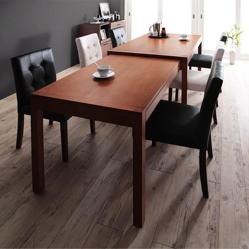 ダイニング セット 6人用 ブラック ホワイト キャスター無し カントリー クラシック シンプル ベーシック モダン 無地 木 7点 白 ホワイト 黒 ブラック 7点 長方形 おしゃれ クラシック モダン シンプル ナチュラル カントリー 伸長 伸縮 木製 [3]