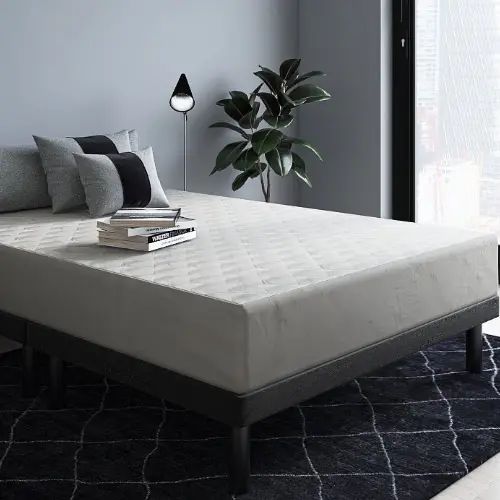 乐天商城 - [ベッド セミシングル] 幅80cm ローベッド すのこ マットレス付き 分割式 ヘッドレス 脚付き 防ダニ 抗菌 防臭 天然木使用 シンプル モダン 北欧風 ナチュラル スマート 頑丈 軽量 ロール梱包 ブラック 幅80cm 長さ195cm ブラック_高さ8cm