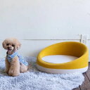 ペット用ソファ イエロー 円形 ファブリック Sサイズ 幅41cm 奥行41cm 高さ22.5cm