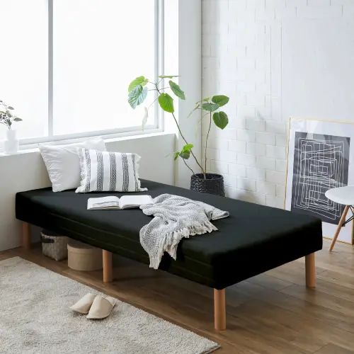 乐天商城 - マットレスベッド 脚つきマットレス シングルベッド シングルサイズ 幅97cm 長さ195cm 脚高15cm ロータイプ ブラック シンプル