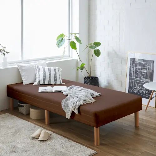 乐天商城 - マットレスベッド 脚つきマットレス シングルベッド シングルサイズ 幅97cm 長さ195cm 脚高15cm ロータイプ ブラウン シンプル