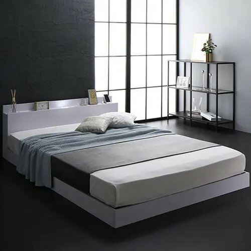 Rakuten - すのこベッド シングルベッド ローベッド 照明付きベッド 棚付き コンセント付き ホワイト 幅120cm 長さ206cm ベッドフレームのみ ベッドフレームのみ ボンネルコイル ポケットコイル ホワイト ブラック