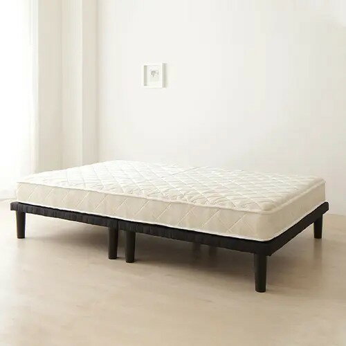 [ベッド ダブル] 幅140cm マットレスベッド マットレス付き 分割式 連結可能 ヘッドレス 脚付き 天然木使用 シンプル 高級感 頑丈 ダークブラウン 幅98cm 長さ206cm ベッドフレームのみ